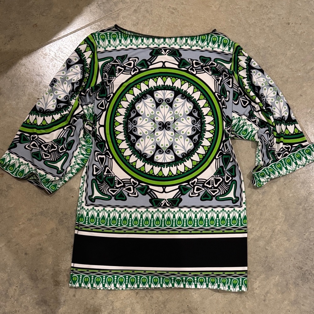 Evo vorro Green and Black Patterned Tunic/Dress